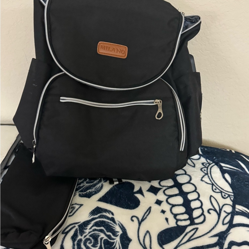 Milano Black Backpack with Silver Accents